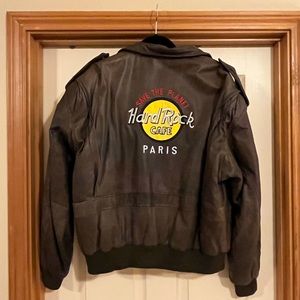 Planet Hollywood Paris Leather Bomber Jacket